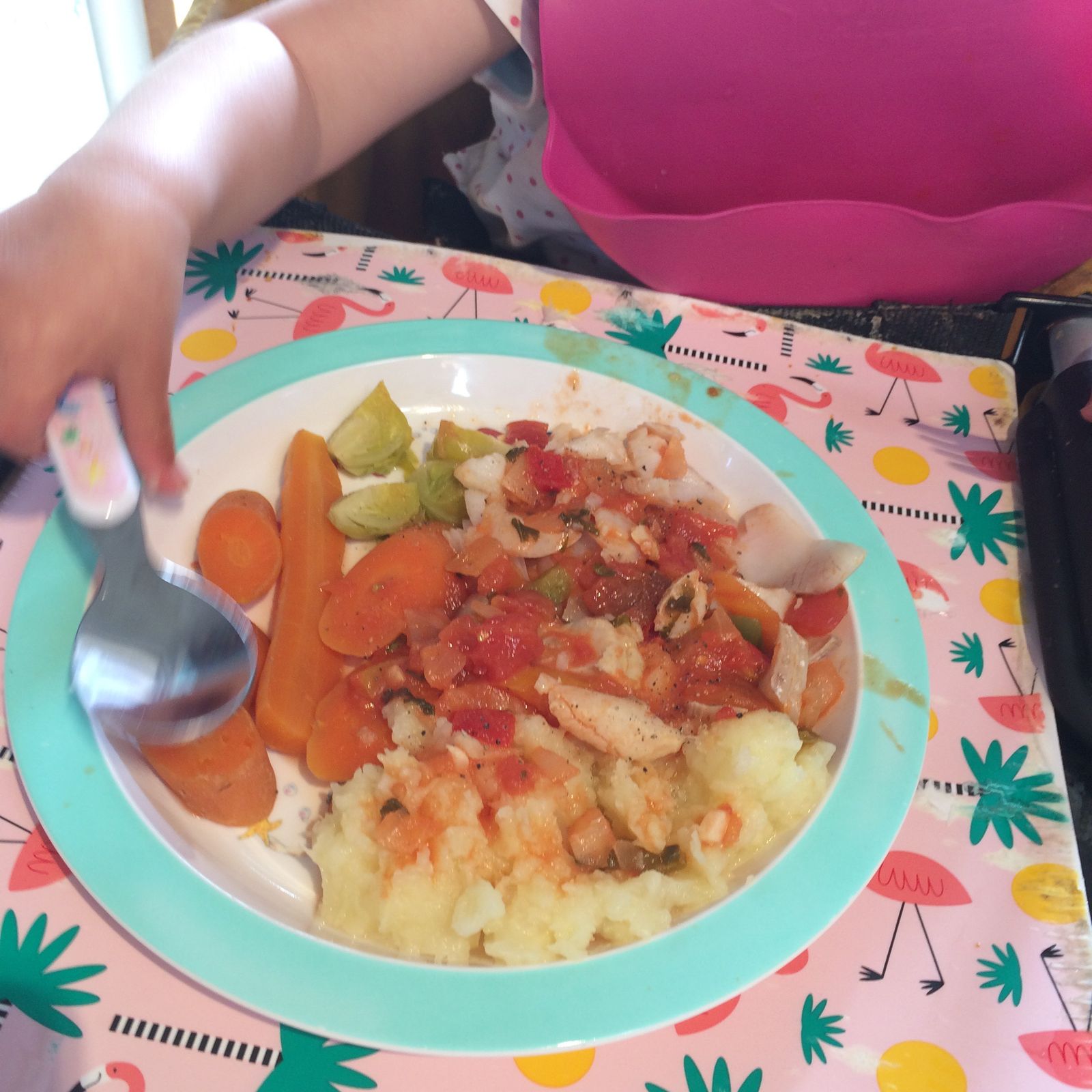 Mediterranean fish cooking with toddlers running in the background!