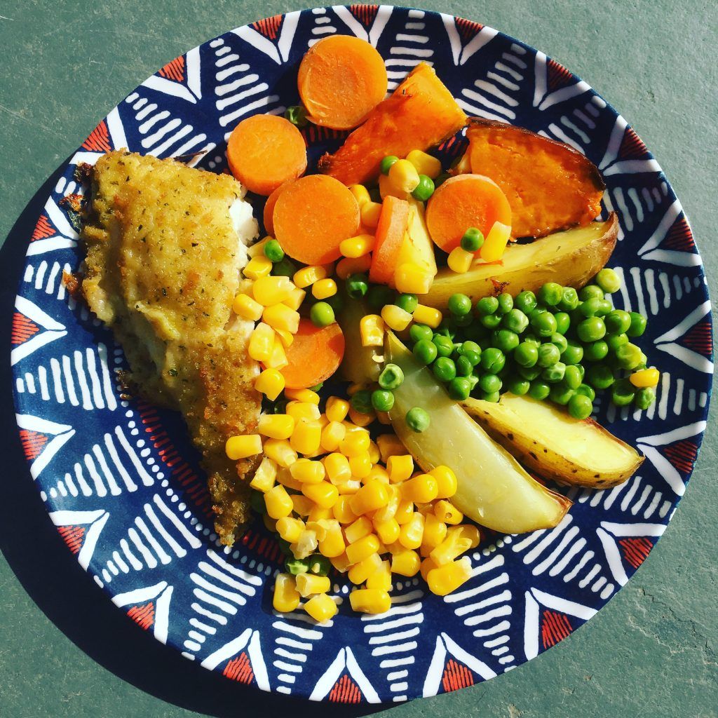 Simple fish, wedges and veggies joined by some fussy / faddy eater tips